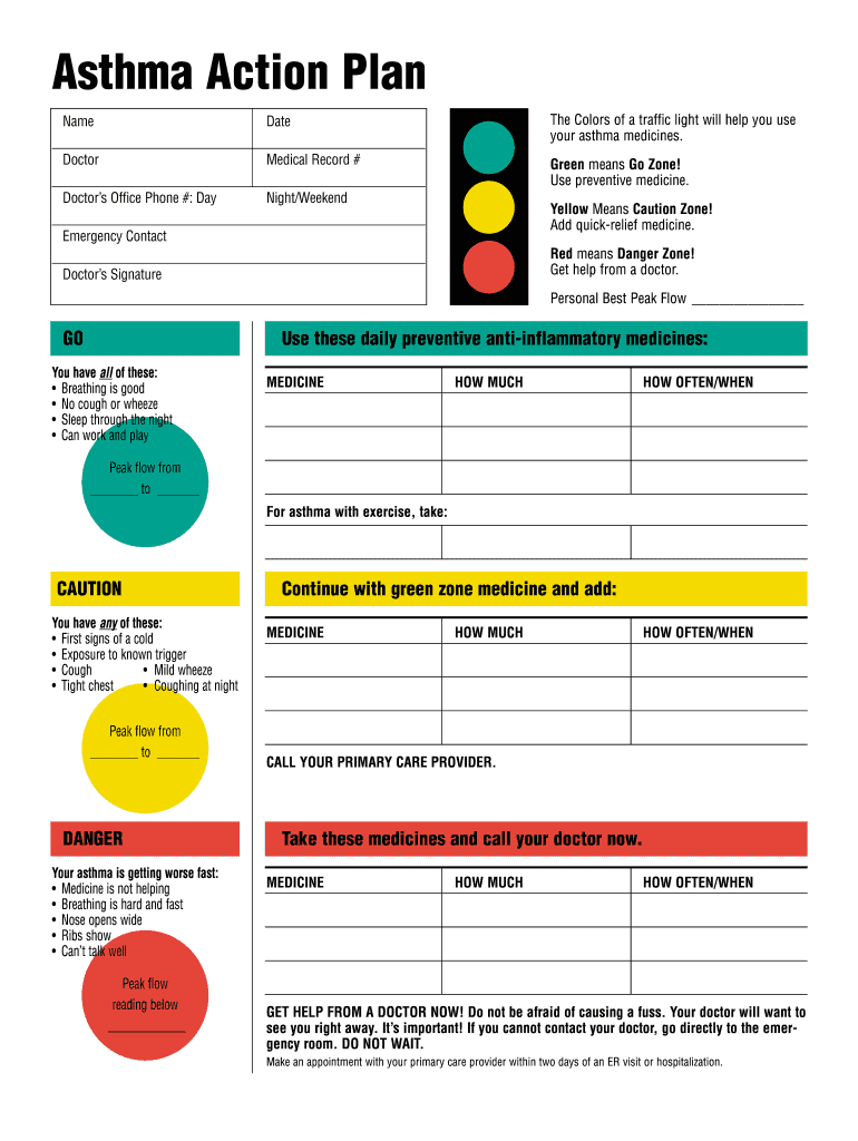 Printable Asthma Action Plan