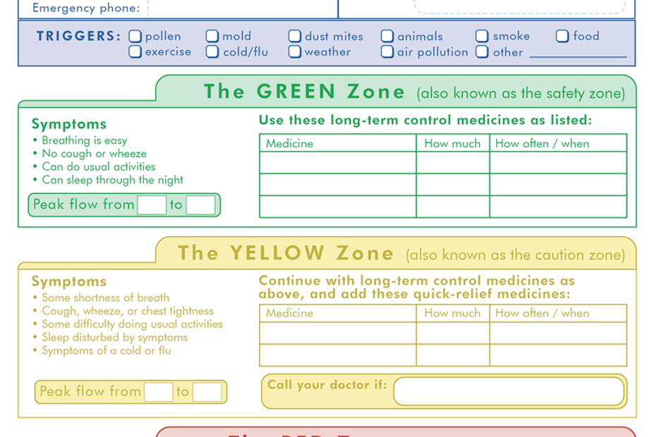Printable Asthma Action Plan
