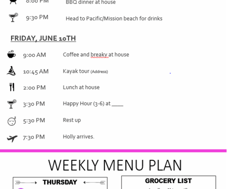 Printable Bachelorette Party Planning Template Printable Templates