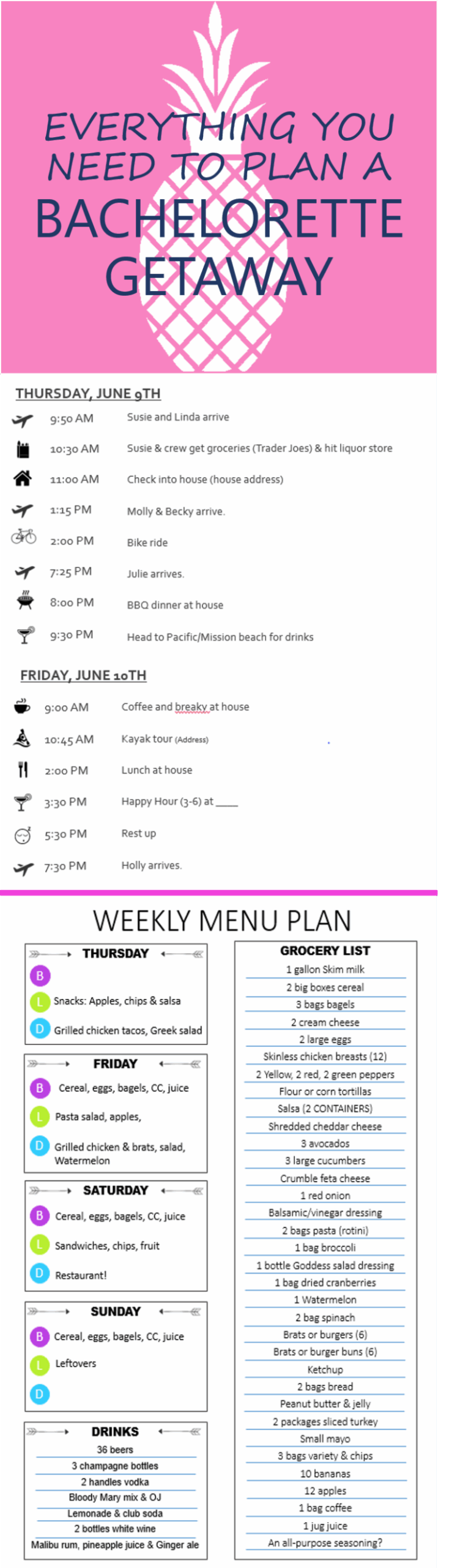 Printable Bachelorette Party Planning Template Printable Templates 