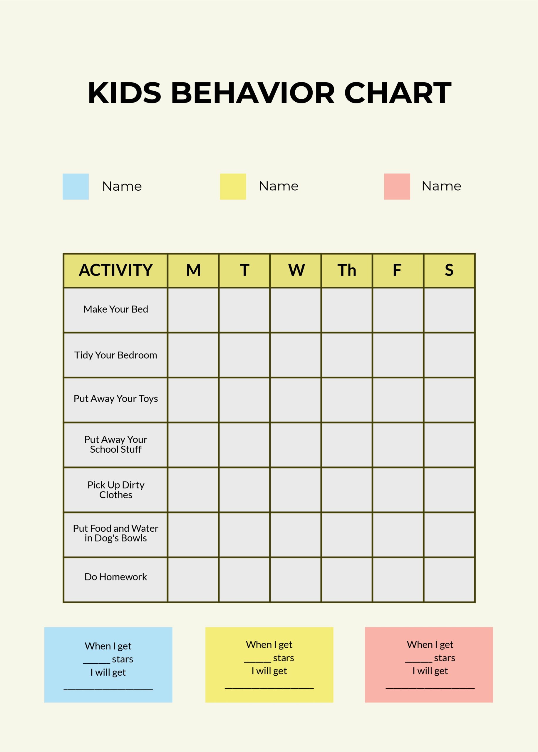 Printable Behaviour Chart For Kids Instant Download PDF A4 59 OFF