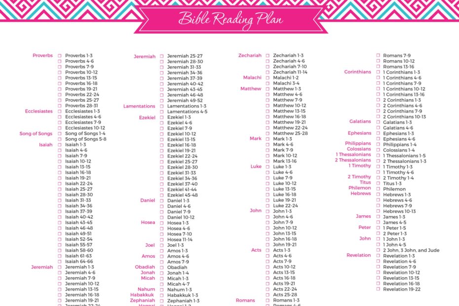 Printable Bible One Year Reading Plan 2019 Gogoptu