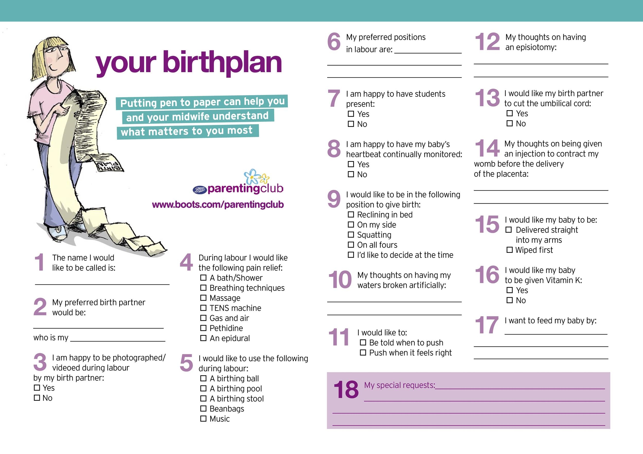Printable Birth Plan Template Free Printable Templates Free