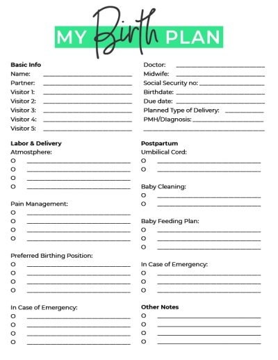 Printable Birth Plan Worksheet 5 Tips To Create A Labor Deliver Plan 