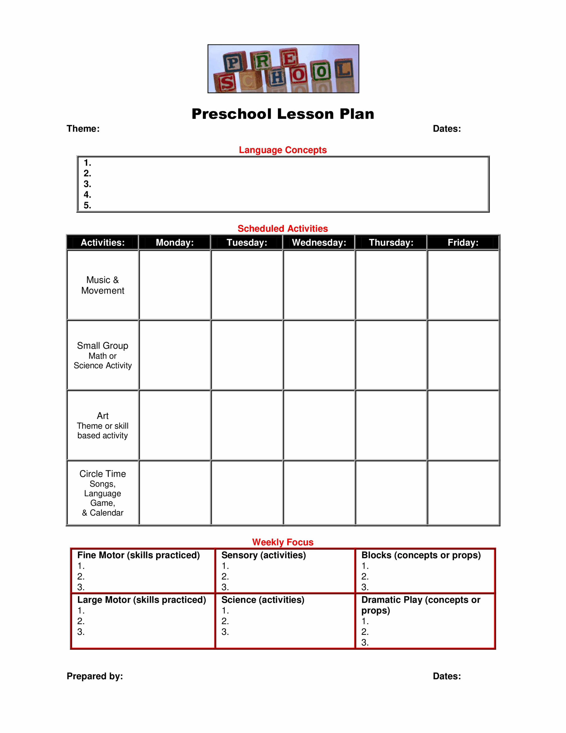Printable Blank Lesson Plan Printableblank