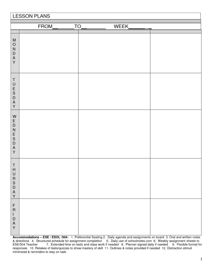 Printable Blank Lesson Plan Sheets Printable Lesson Plans