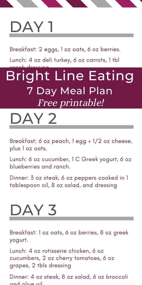 Printable Bright Line Eating Food Plan Pdf Printable Word Searches