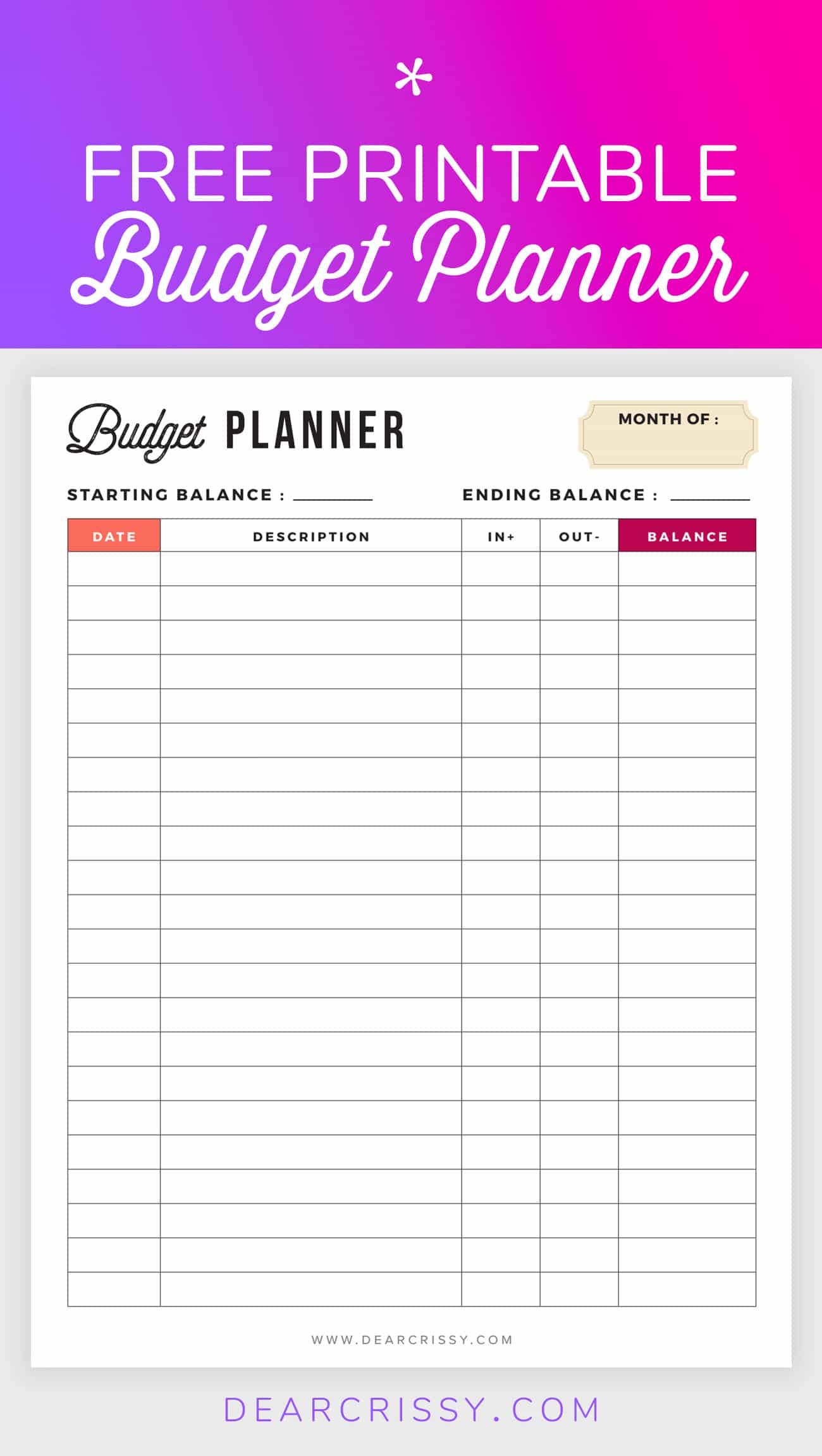 Printable Budget Planner Monthly Budget Printable Budget Planner My 