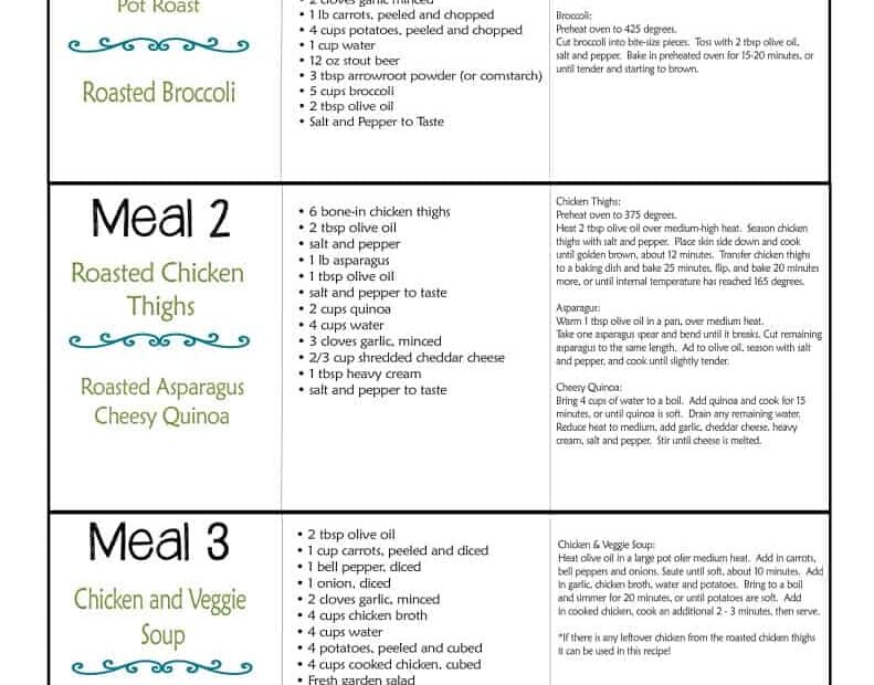 Printable Clean Eating Meal Plan