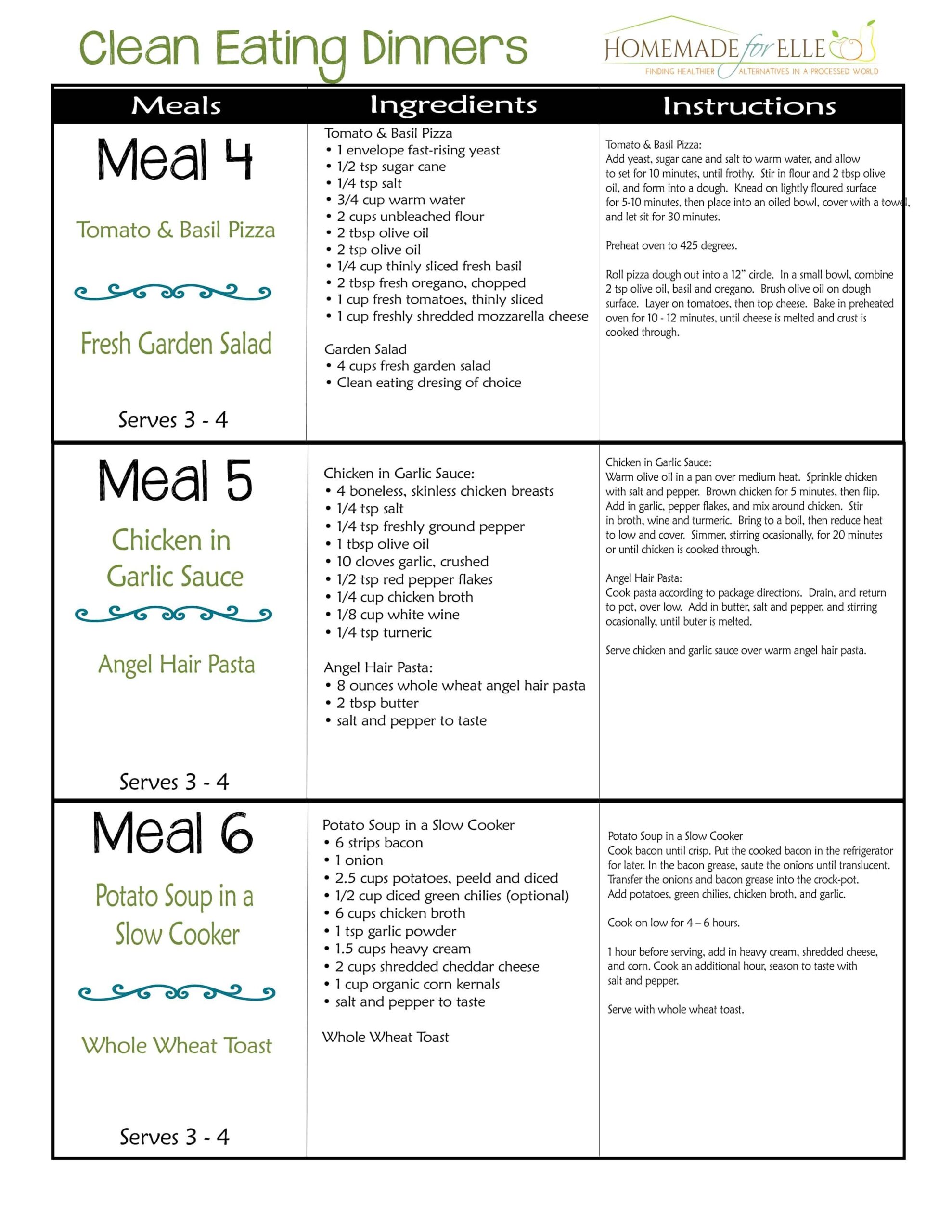 Printable Clean Eating Meal Plan Printable Word Searches