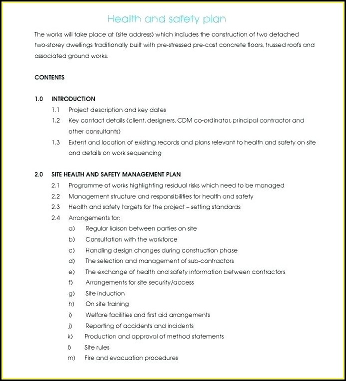 Printable Construction Site Safety Plan Pdf Printable Templates