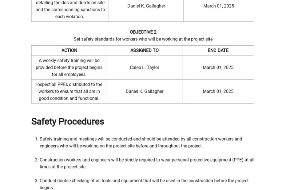 Printable Construction Site Safety Plan Pdf Printable Word Searches