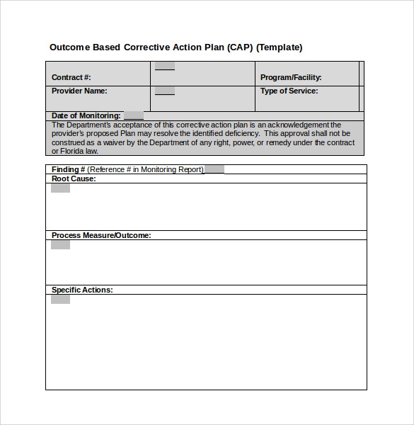 Printable Corrective Action Plan Template