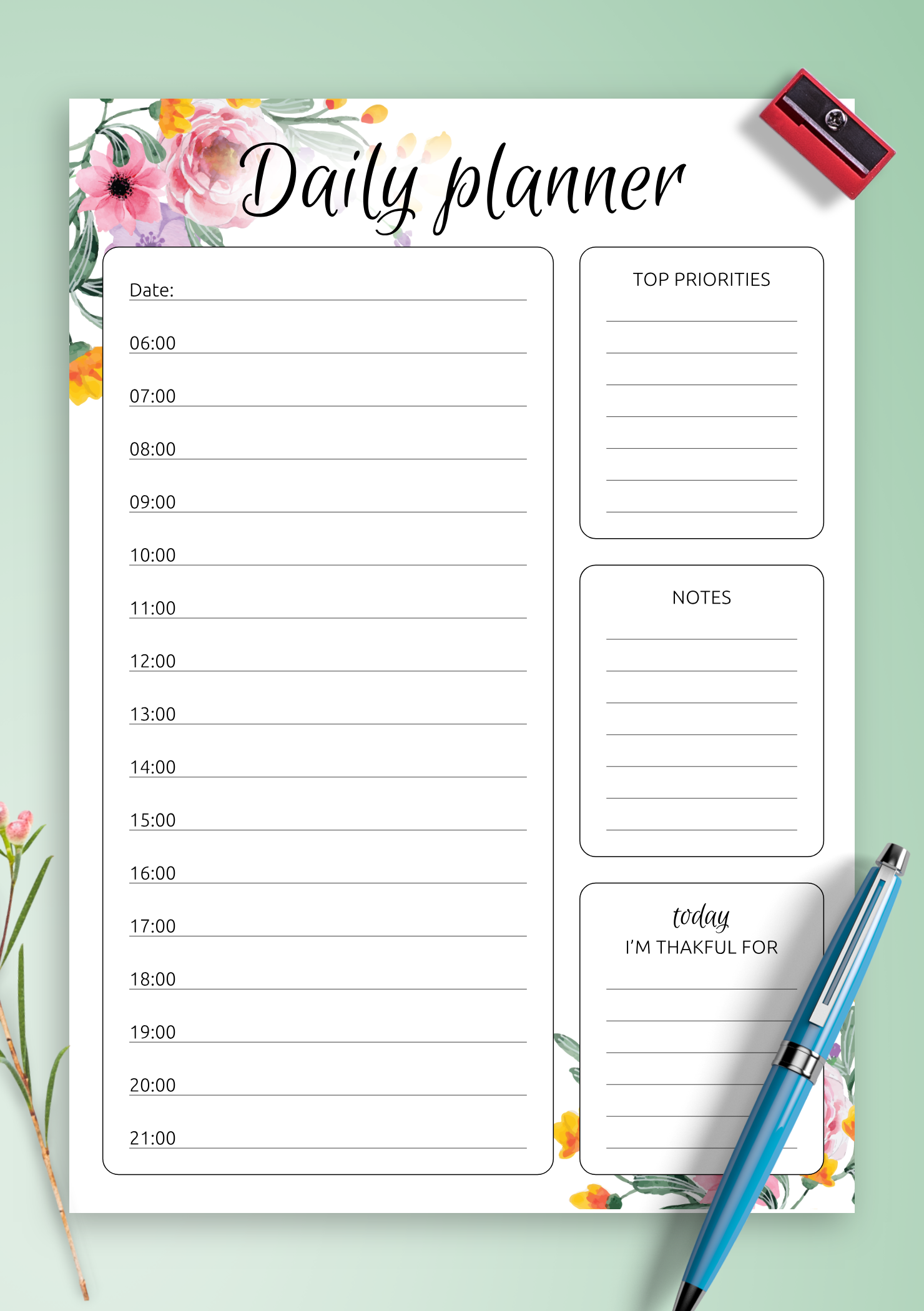 Printable Daily Hourly Planner