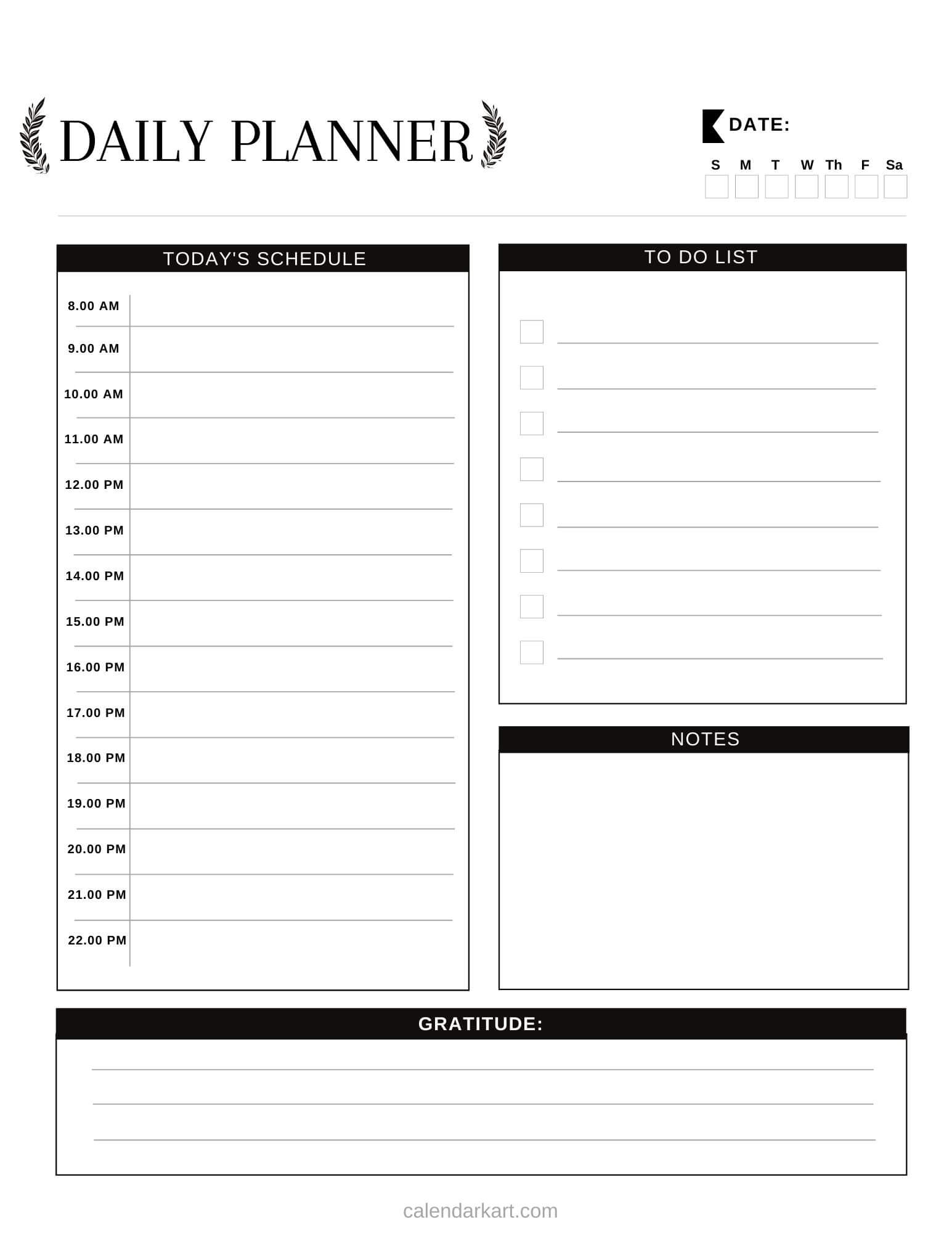 Printable Daily Planner Template Calendarkart