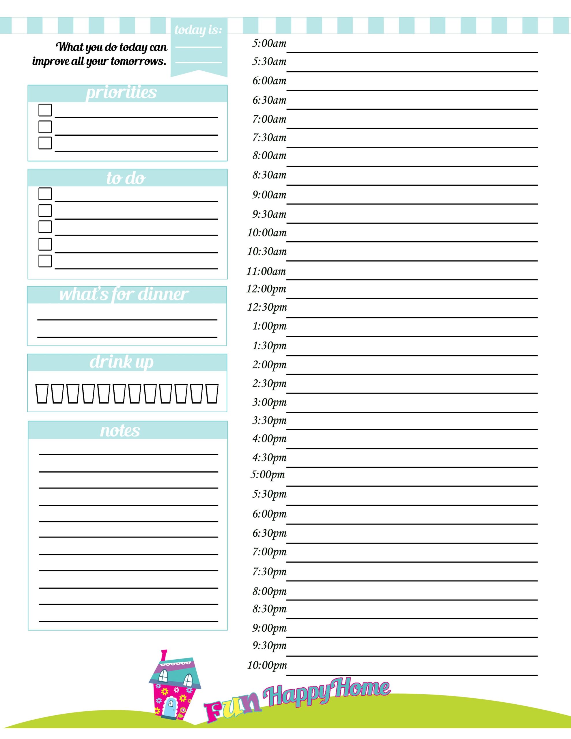 Printable Day Planner Pages Free Free Templates Printable