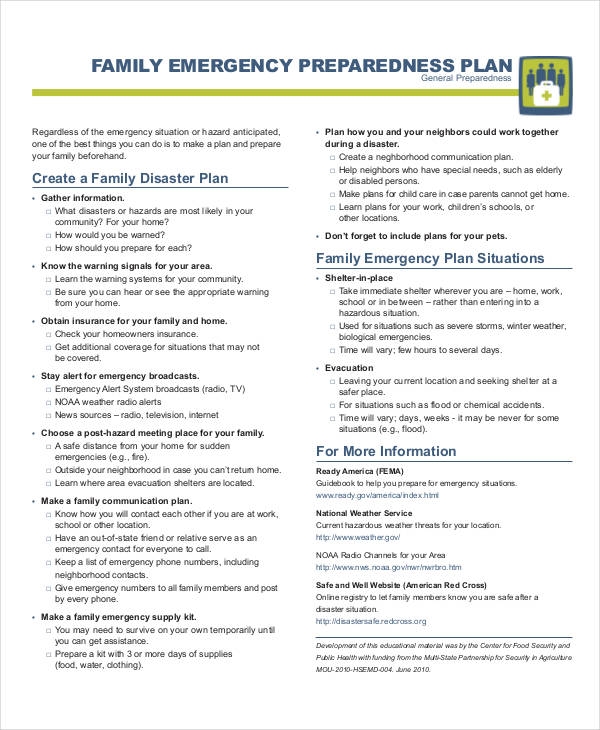 Printable Daycare Emergency Preparedness Plan Template Printable Online