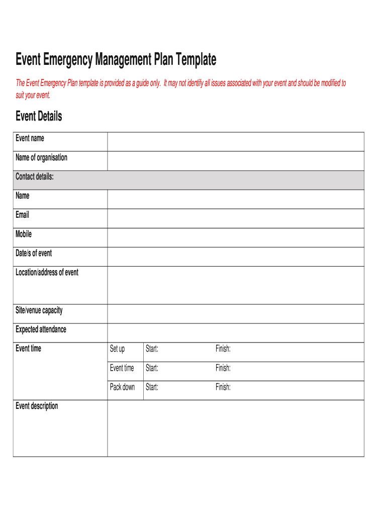 Printable Emergency Plan Template