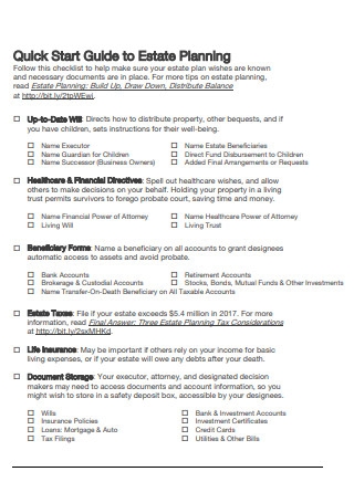 Printable Estate Planning Checklist Pdf