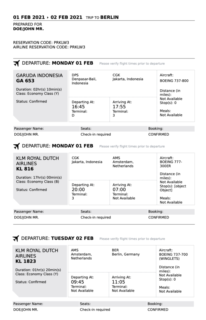 Printable Fake Plane Ticket Confirmation