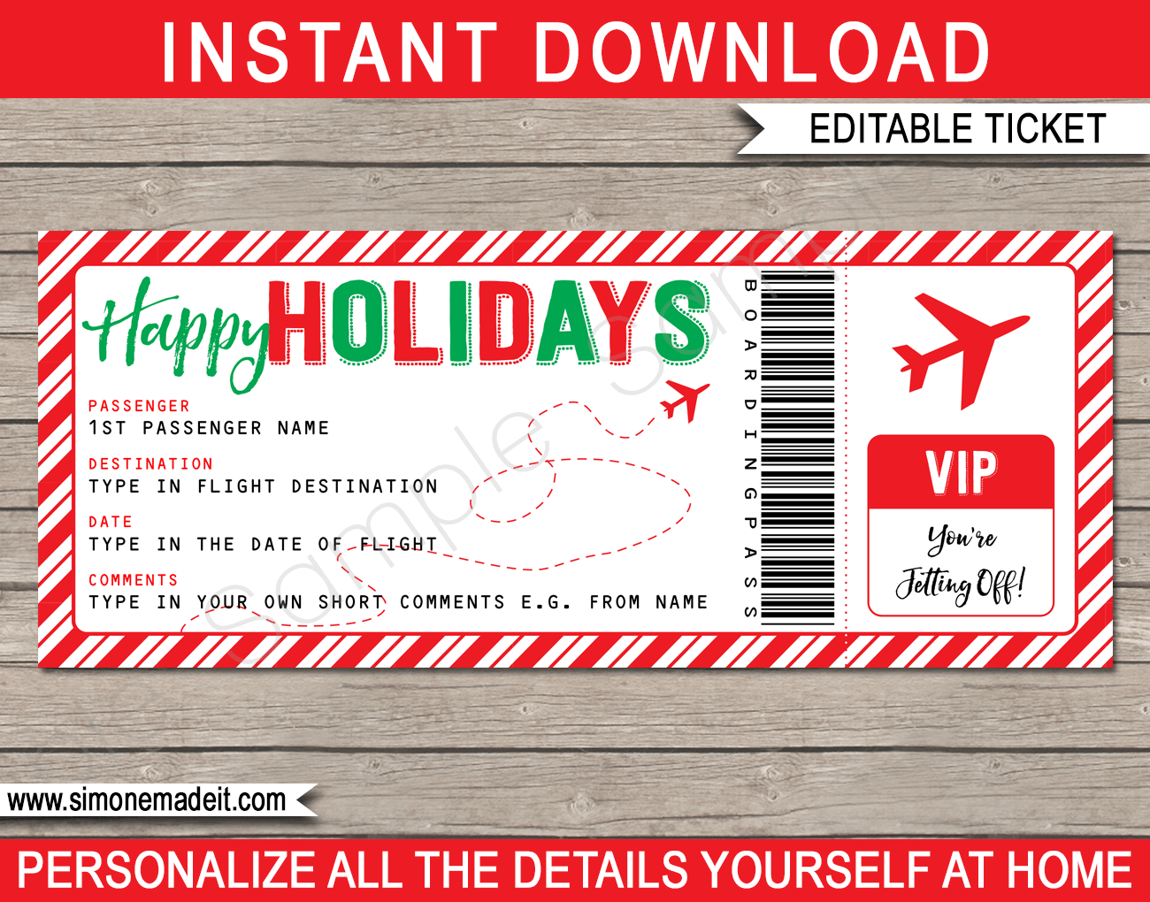 Printable Fake Plane Ticket