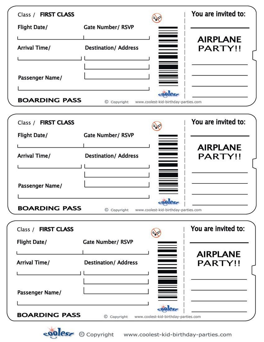 Printable Fake Plane Tickets