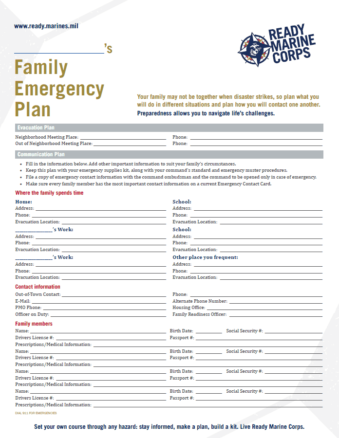 Printable Family Emergency Plan Template Free Templates Printable