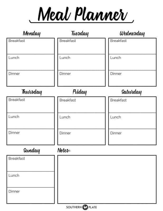 Printable Food Planner