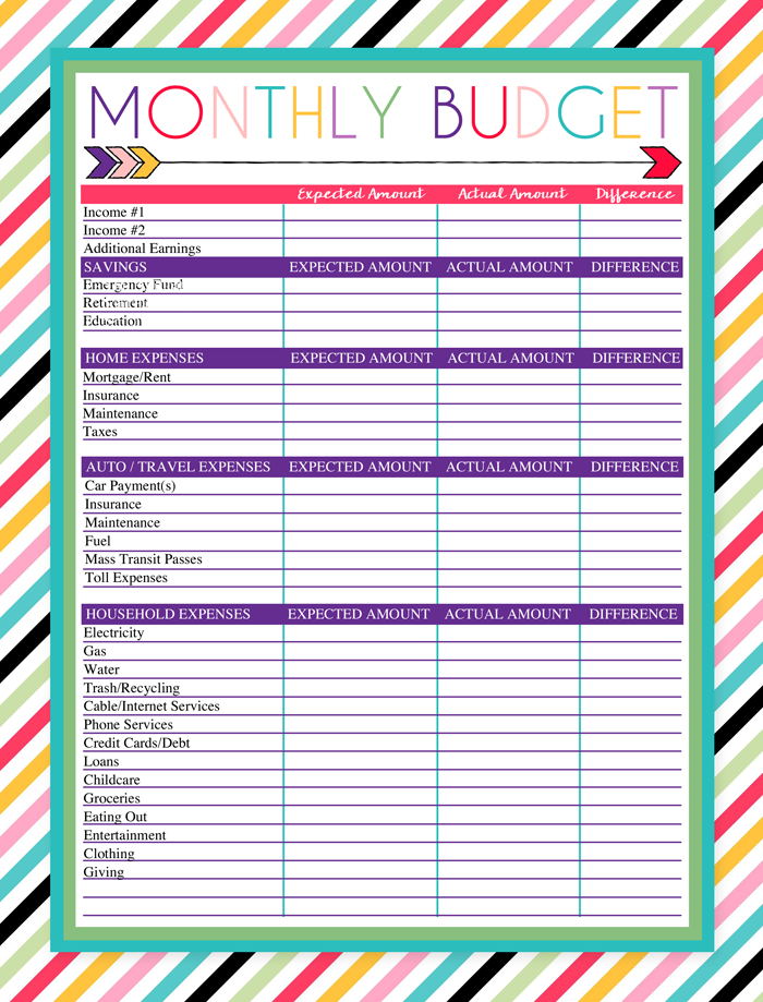 Printable Free Monthly Budget Worksheet Cody Innes