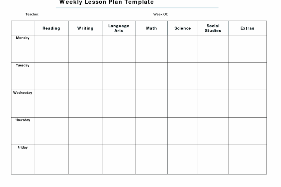 Printable Free Weekly Lesson Plan Template PDF Printable Lesson Plans