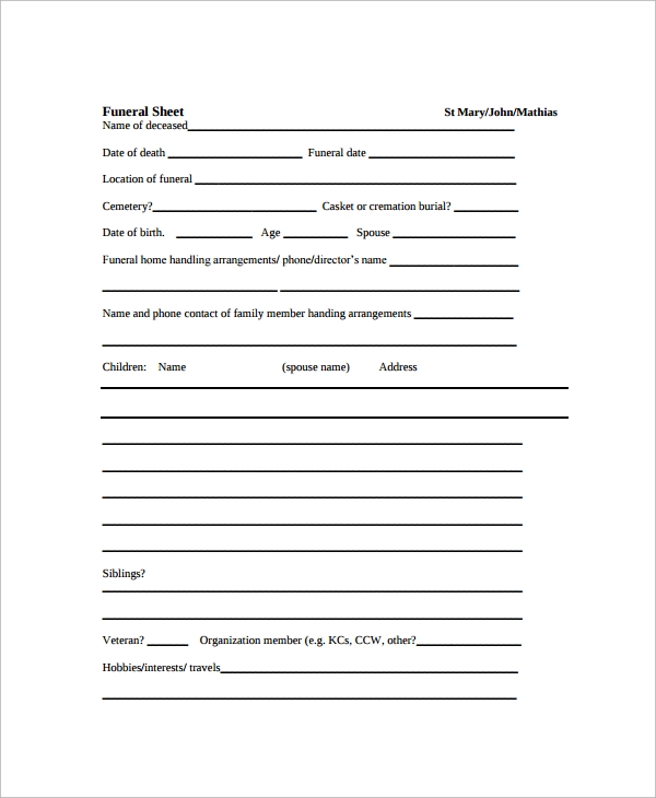 Printable Funeral Planning Checklist Pdf Customize And Print