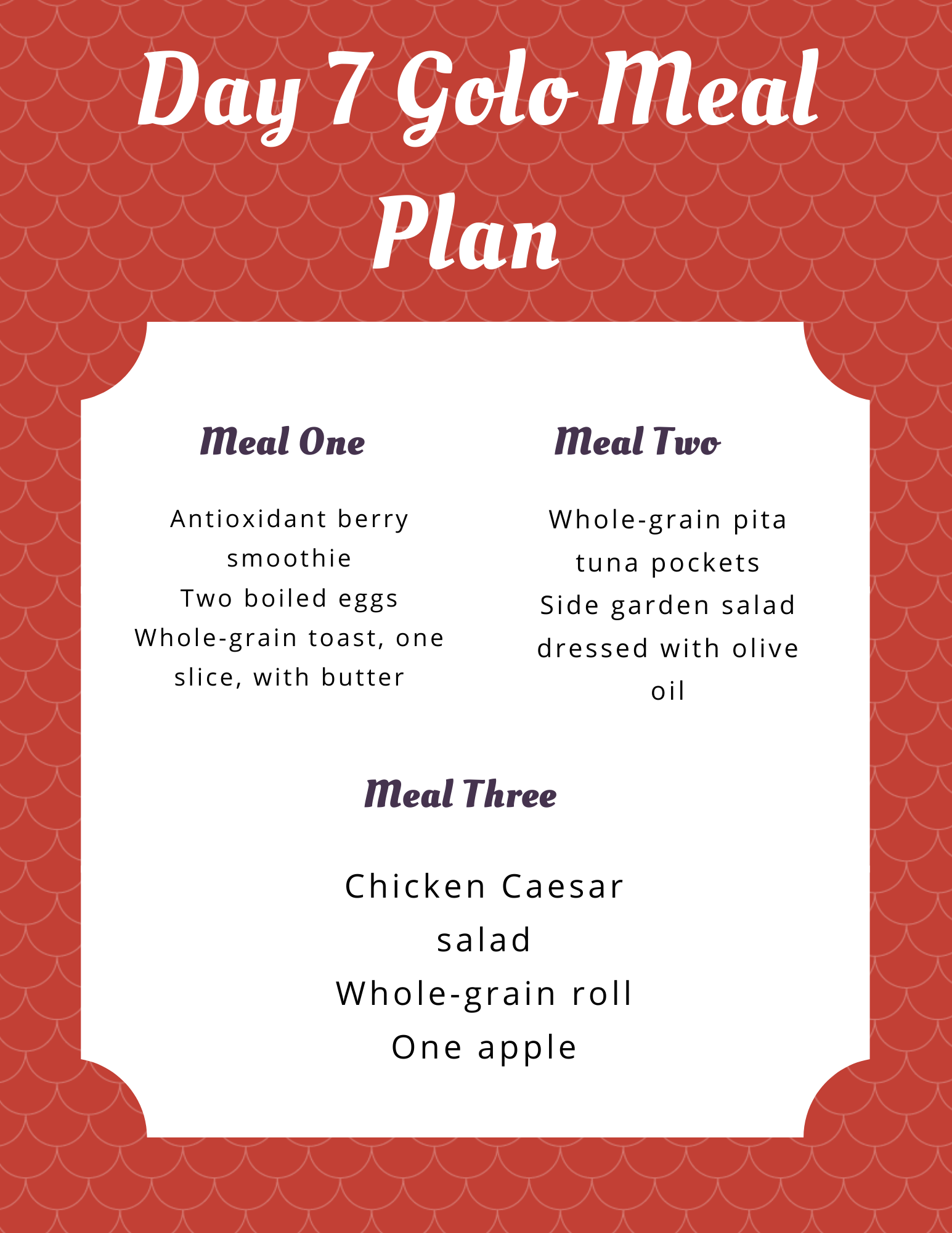 Printable Golo Meal Plan Pdf Fillable Form 2025