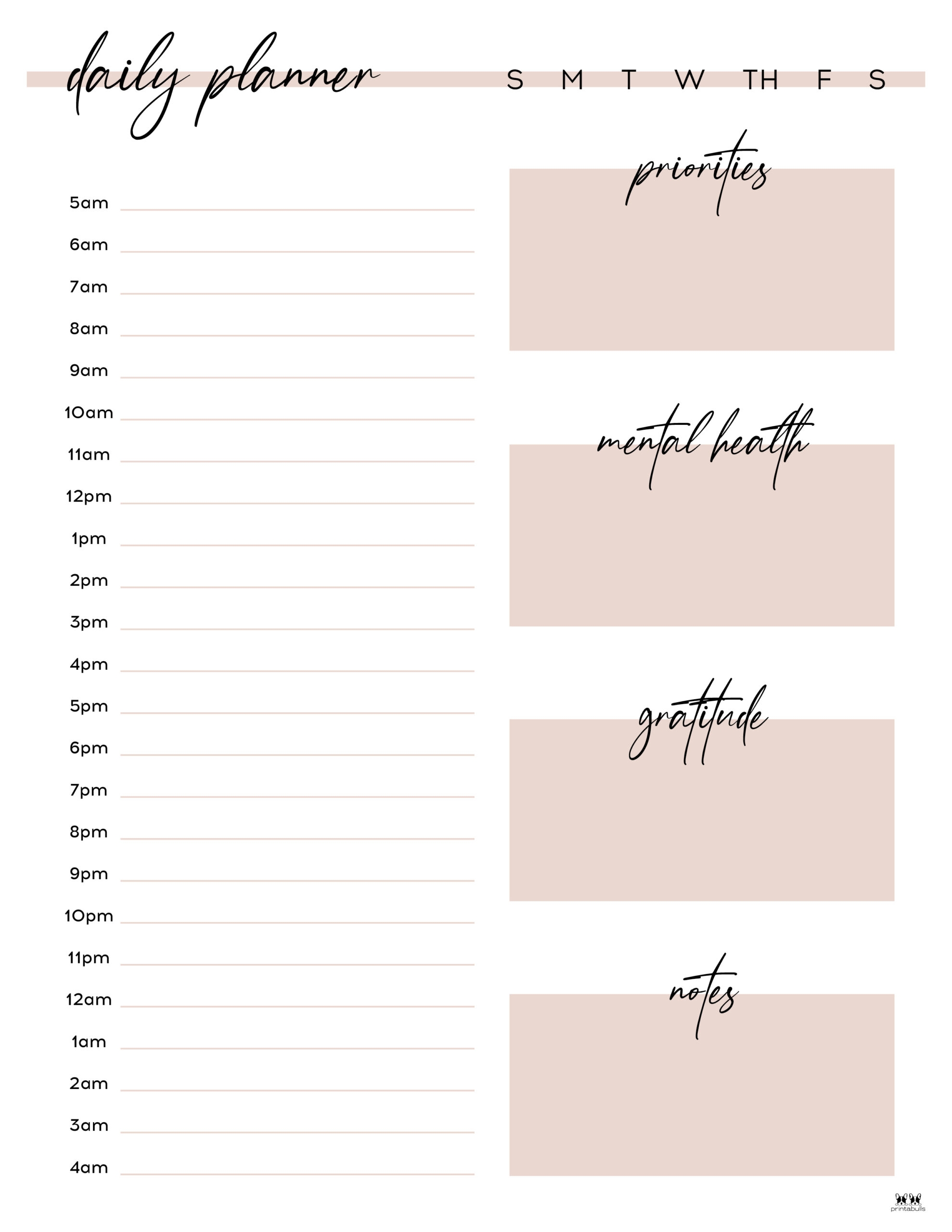 Printable Hourly Day Planner