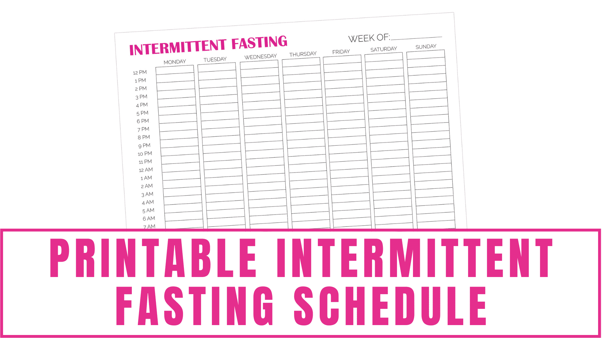 Printable Intermittent Fasting Schedule