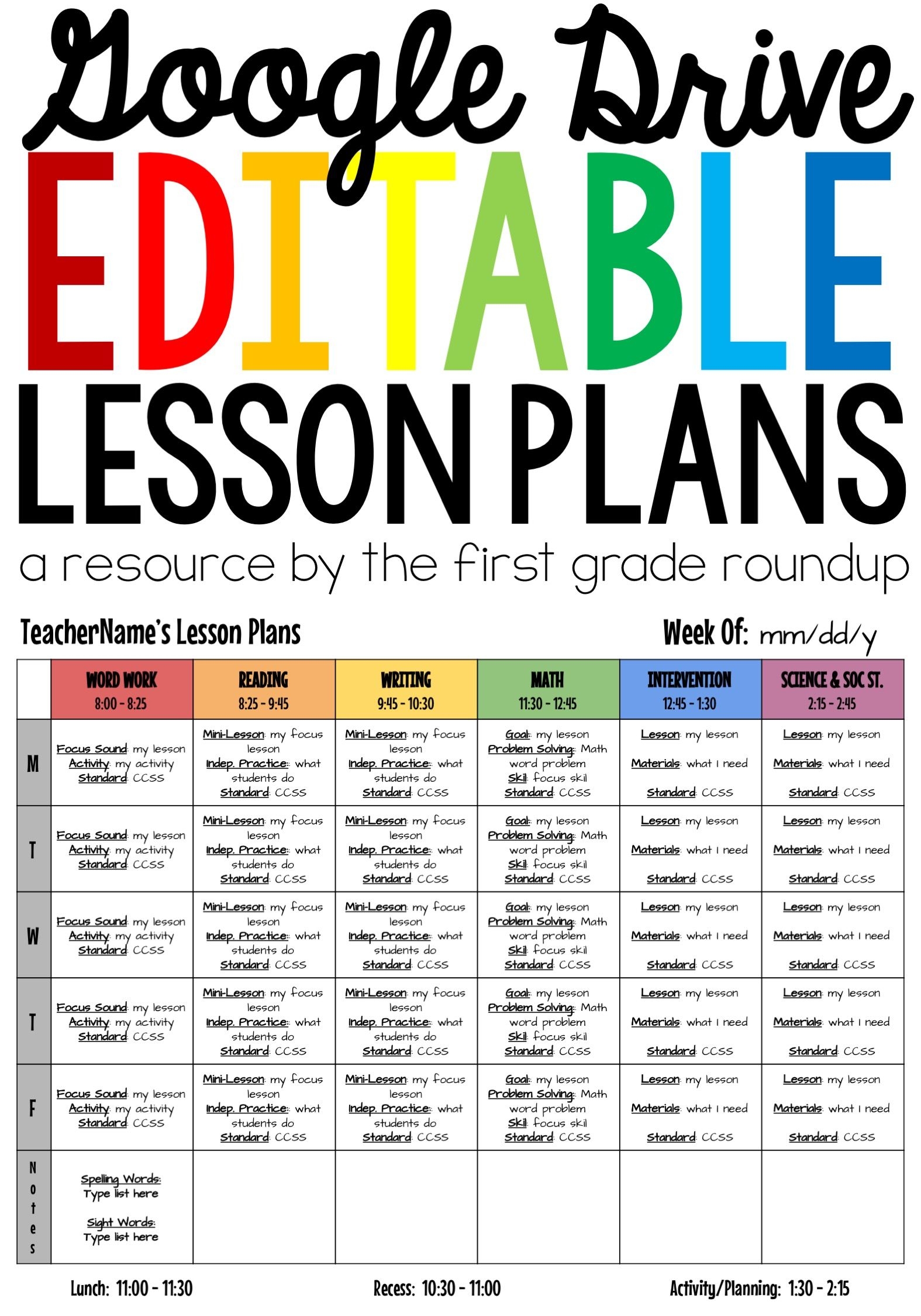Printable Lesson Plan Book