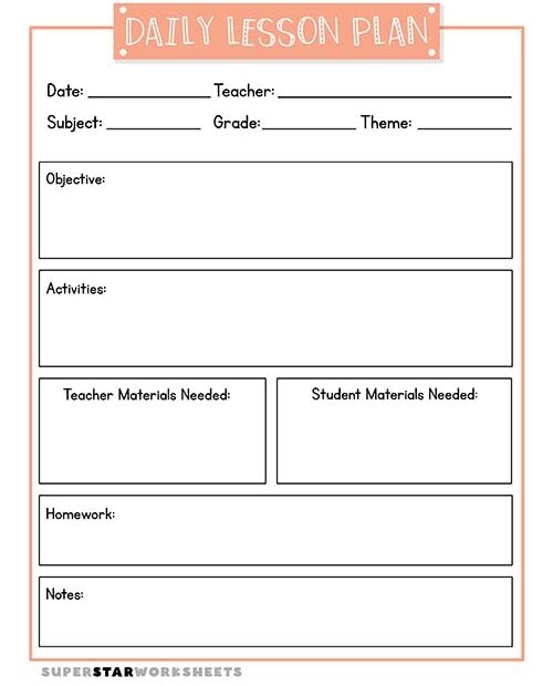 Printable Lesson Plan Template