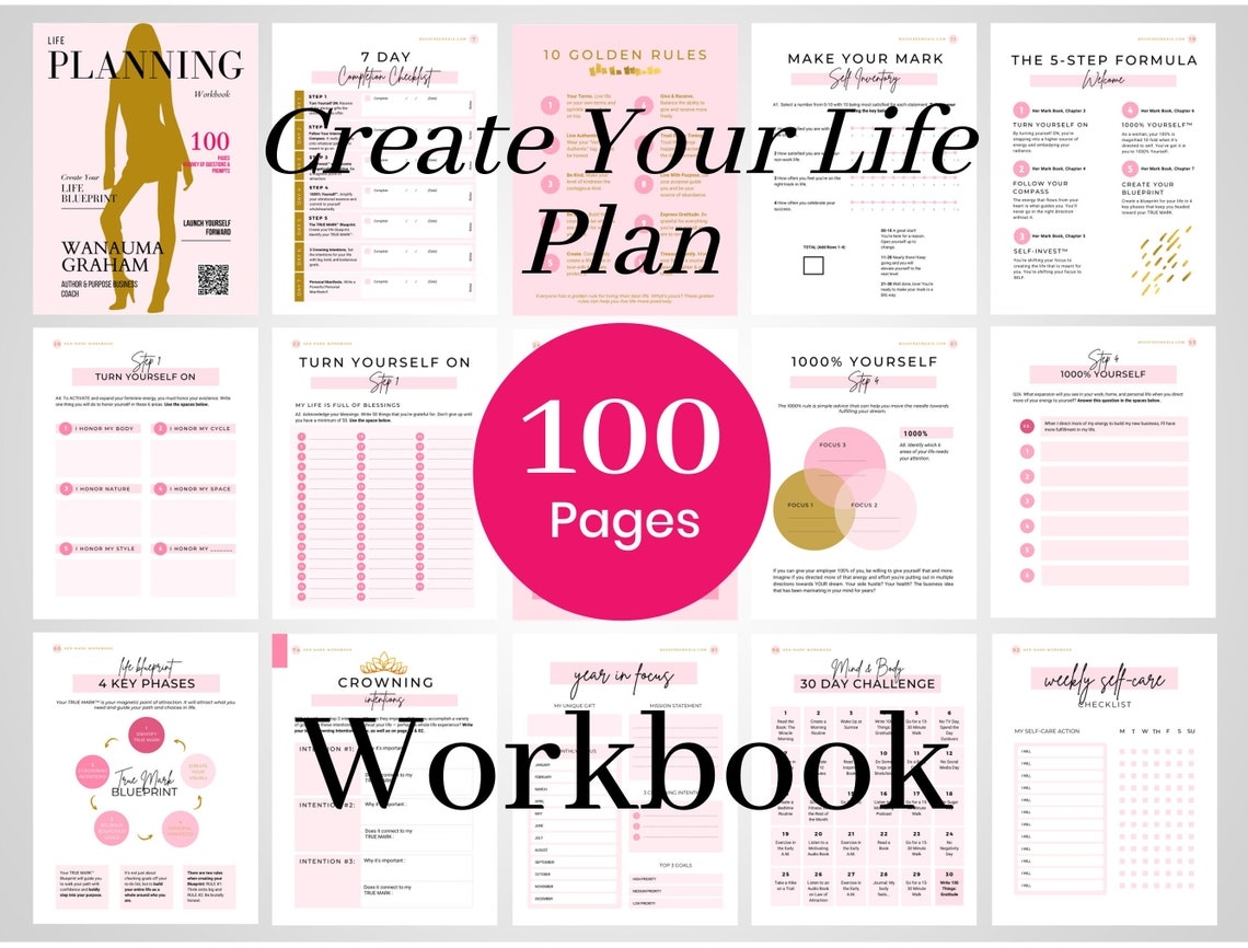 Printable Life Planning Workbook 100 Page Life Planner Self Etsy