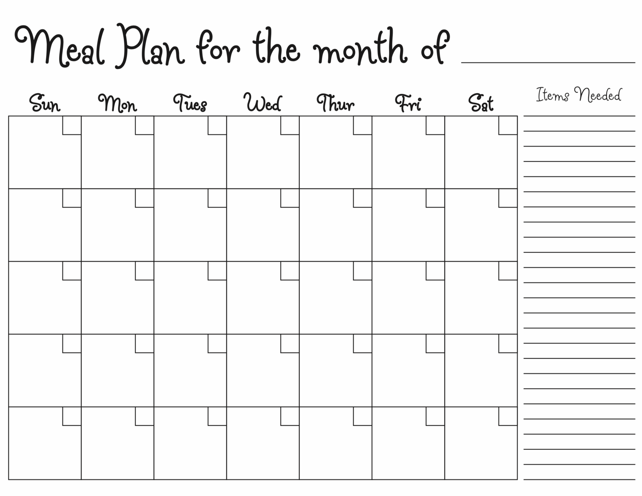 Printable Meal Plan Calendar Printable Meal Plan Calendar