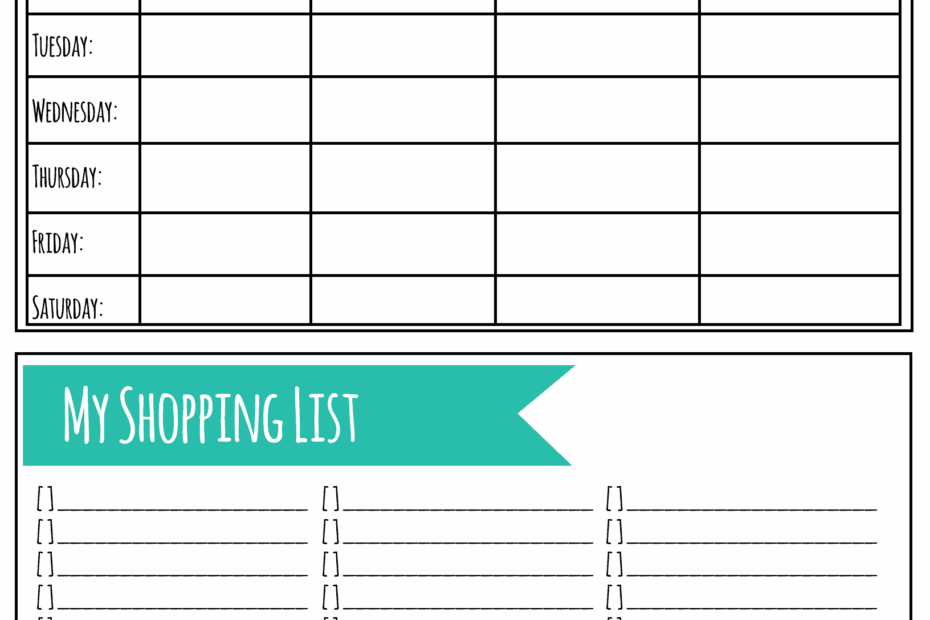 Printable Meal Plan Worksheet Mary Martha Mama