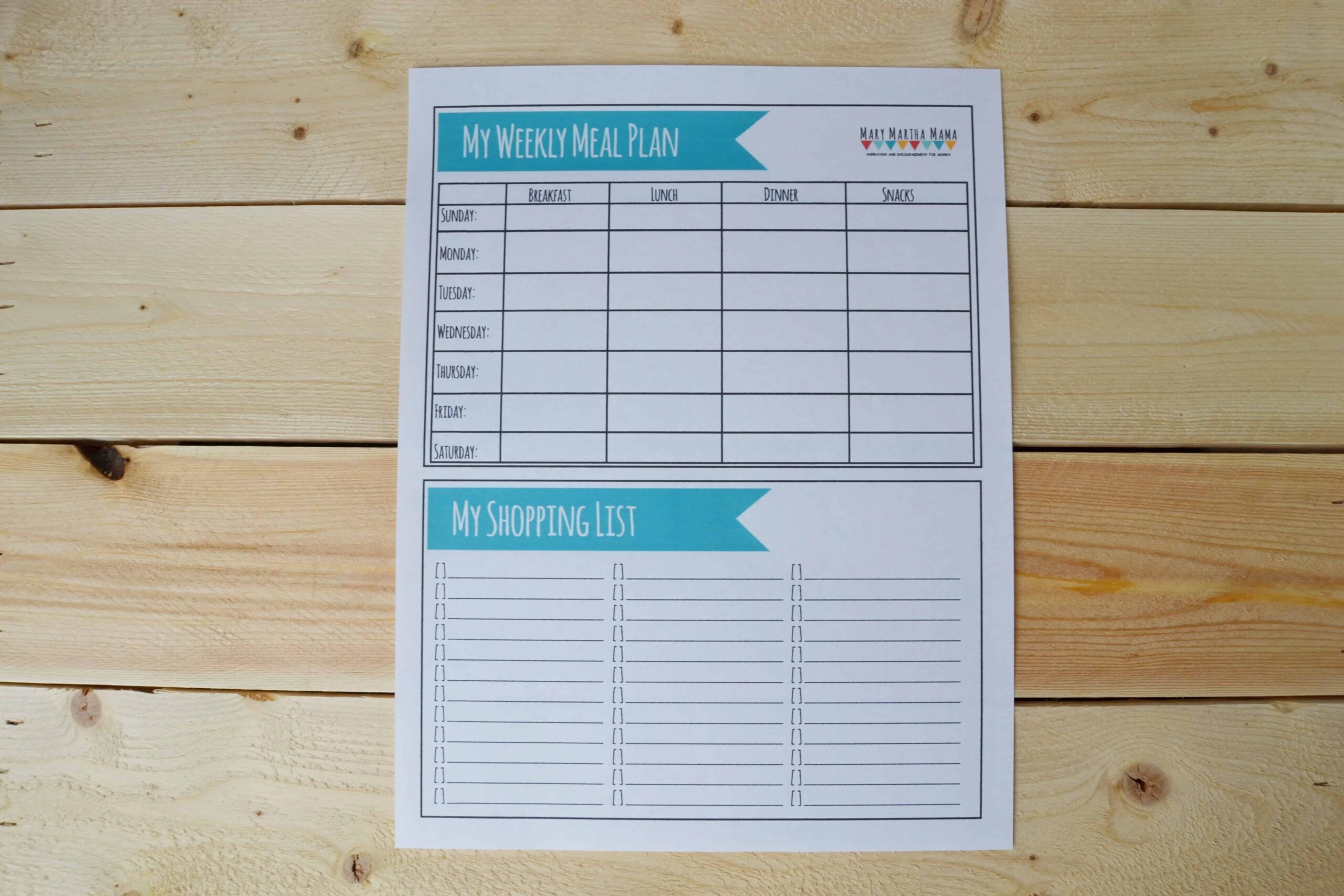 Printable Meal Plan Worksheet Mary Martha Mama
