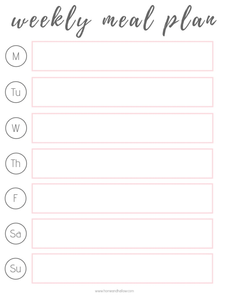 Printable Meal Planner Grocery List Home And Hallow