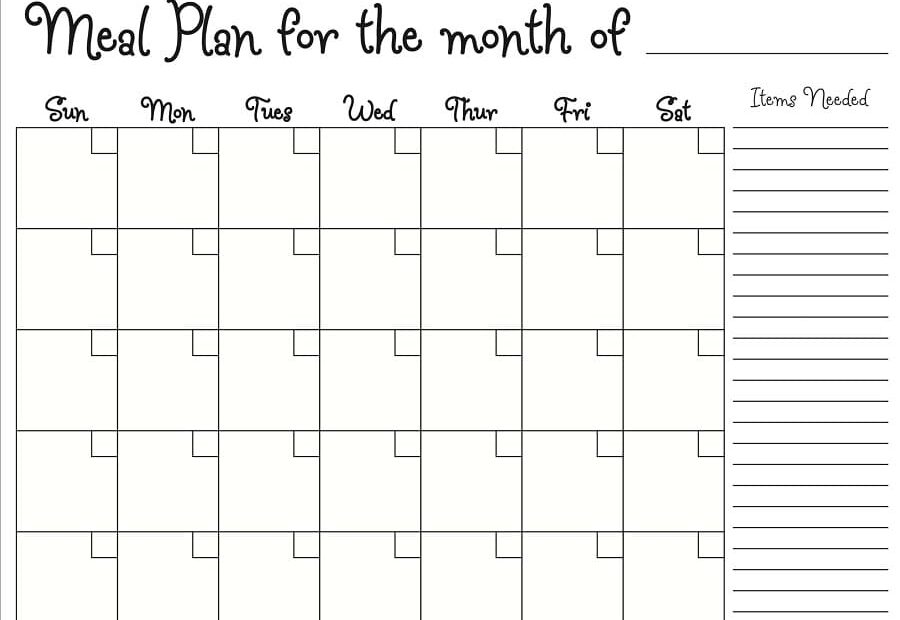 Printable Meal Planning Calendar Free Download And Print For You