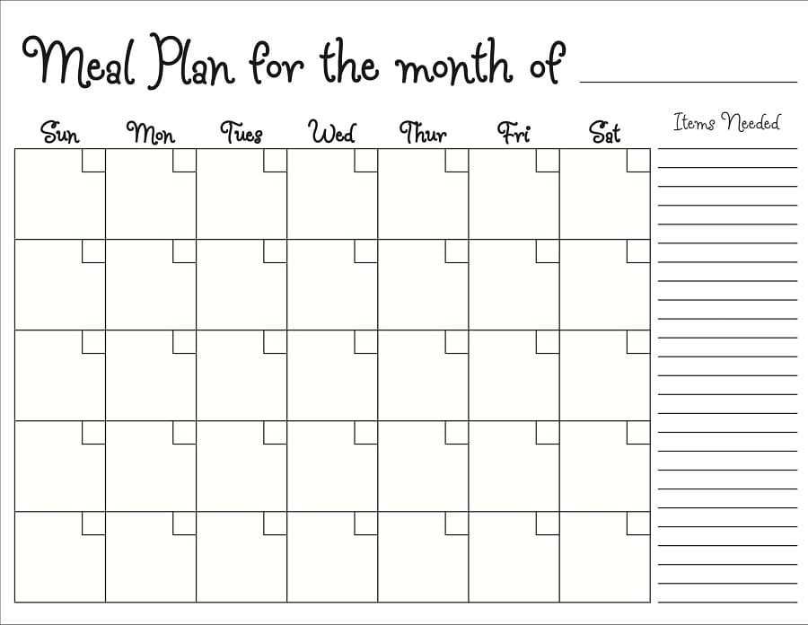 Printable Meal Planning Calendar Free Download And Print For You 