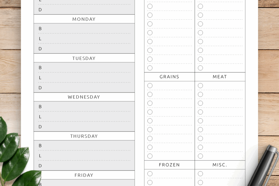 Printable Meal Planning Template With Grocery List Printable Templates