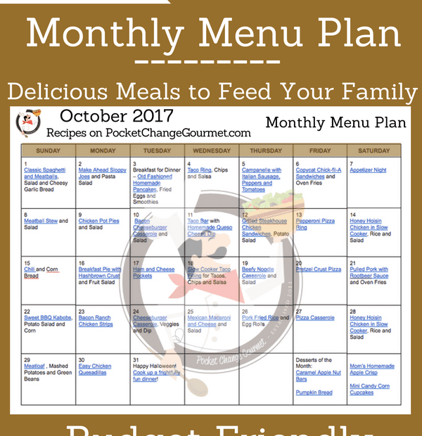 Printable Menu Plan Pocket Change Gourmet