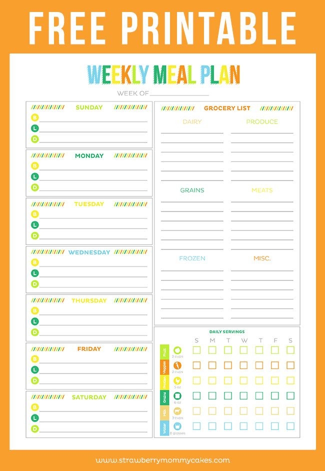 Printable Menu Planning Template Free Printable Weekly Meal Planner 