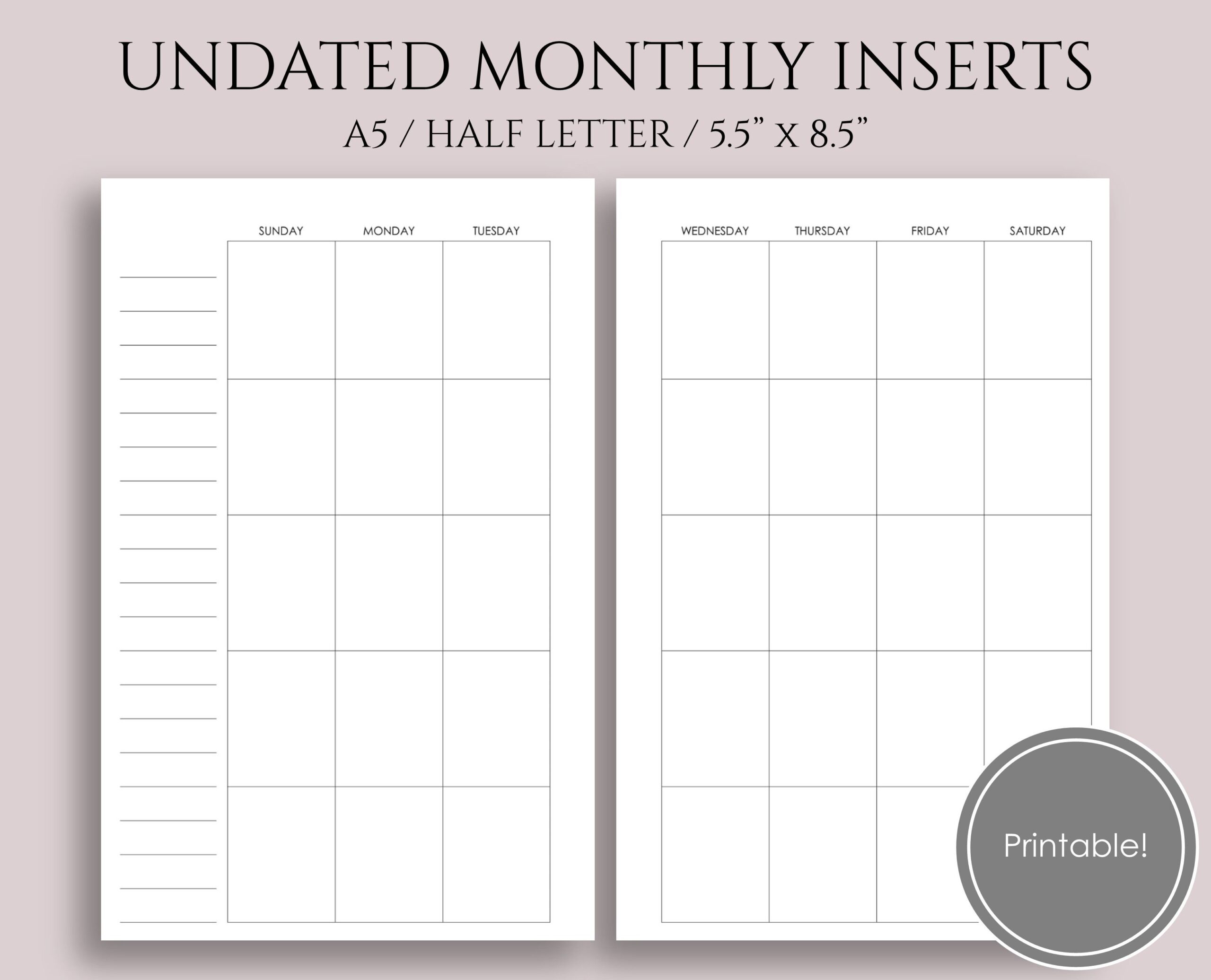 Printable Monthly Planner Template