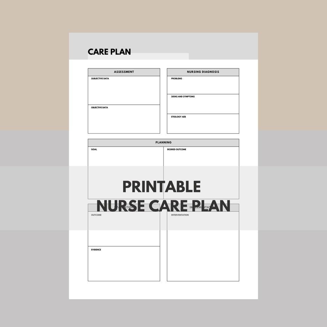 Printable Nursing Care Plan Nursing Care Plan Template Etsy Jethro Jeff