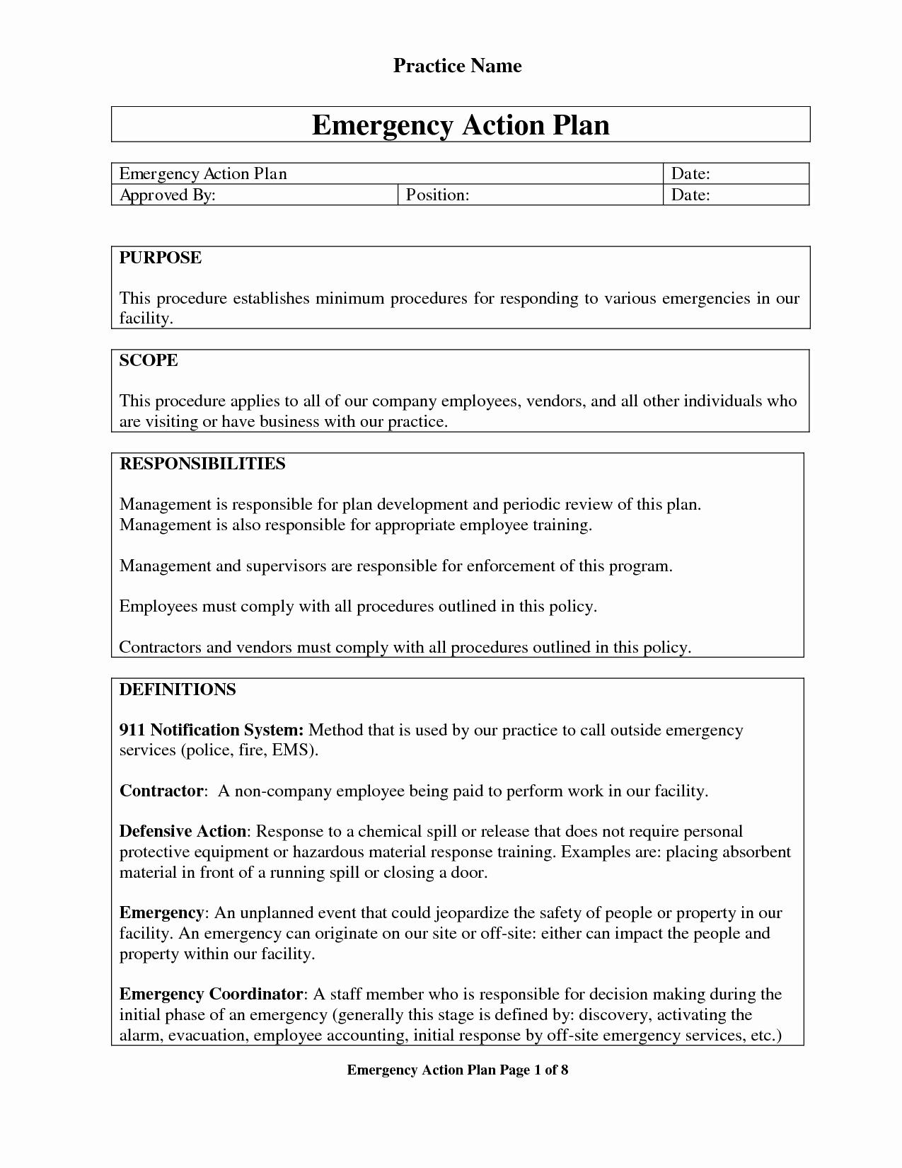 Printable Osha Emergency Action Plan Template