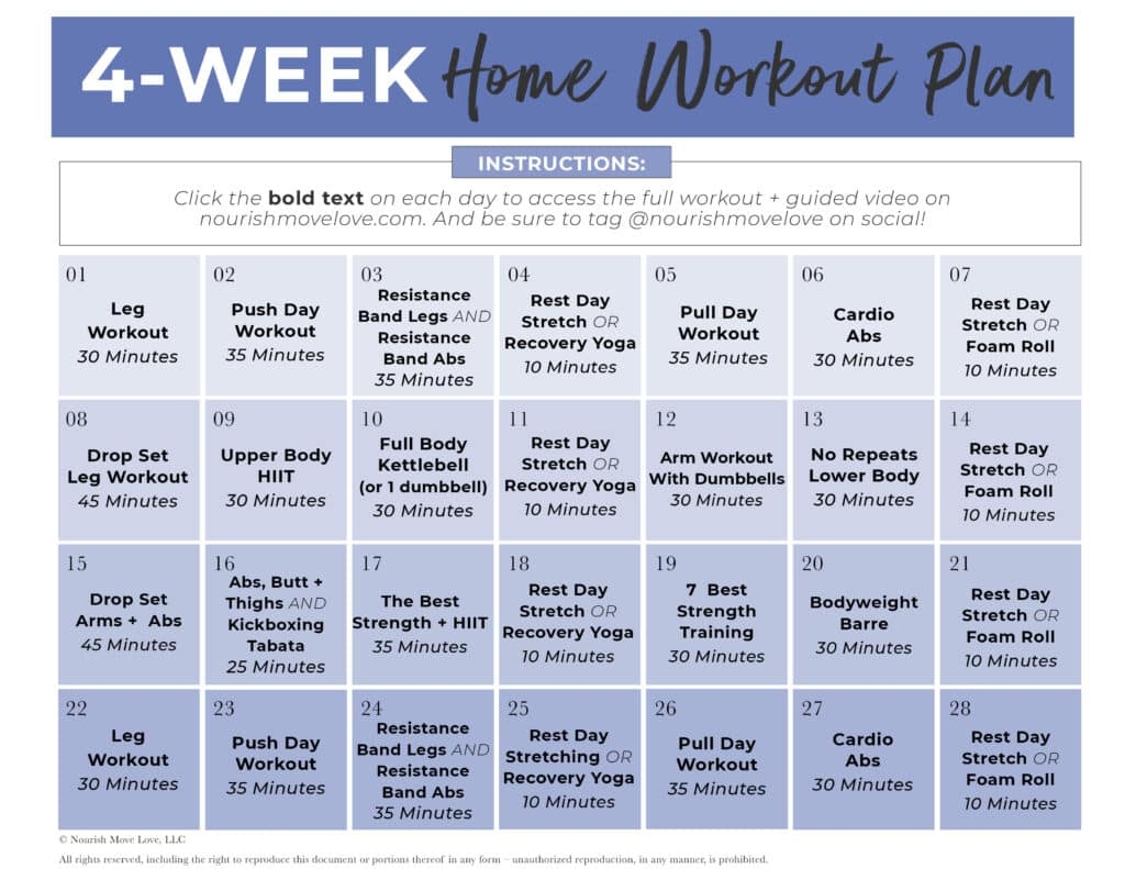 Printable Over 40 Workout Plan